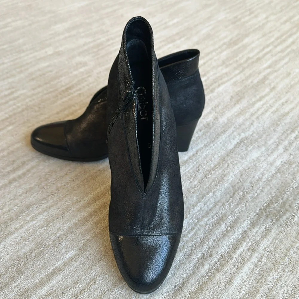 Like New Gabor Enfield Ankle Booties Metallic Black Boots Size UK 5 | US 7.5